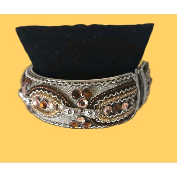 Lane Bryant Women's Silvertone Multicolor Rhinestone Beaded Cuff Bracelet Size 8 - Picture 4 of 5